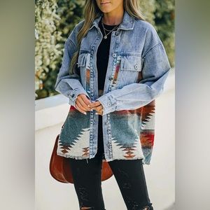 Aztec Style Jean Jacket